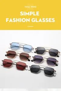 Collection de lunettes de soleil punk aviateur à double pont en six couleurs métalliques