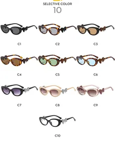 Collection de lunettes de soleil Y2K œil de chat en dix couleurs avec détails nœuds