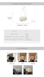 Detailed size chart and multi-color options for the minimalist leather crossbody bag