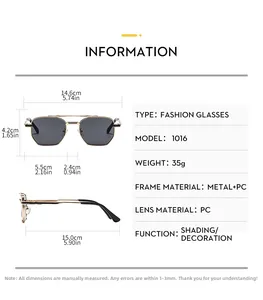Tableau des tailles détaillé pour lunettes aviateur montrant largeur et longueur de branche