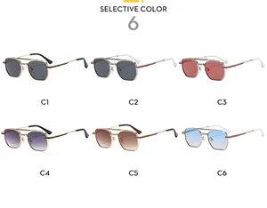 Vue détaillée montrant six options de couleurs pour lunettes aviateur à double pont