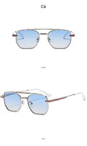 Vues détaillée de face et de côté de lunettes aviateur vintage avec monture en métal doré