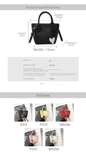 Detailed size chart and multi-color options for the textured PU square shoulder bag