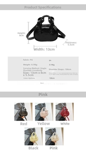 Detailed view showing dimensions and specifications of this mini PU bowling handbag