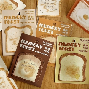 Toast Bread Shaped Sticky Notes Realistic Food Memo Pads Adhesive Stationery For Students Office School Daily Reminders