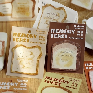 Set of creative sliced toast shaped sticky notes in four realistic bread styles