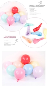 Detail of assorted macaron pastel latex balloons for birthday and wedding party decor
