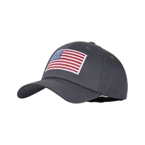Vintage dark grey washed baseball cap with American flag embroidery for outdoor sun protection