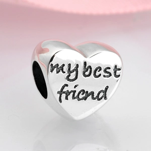 Charm cœur en argent S925 avec gravure My Best Friend pour bracelet de perles DIY