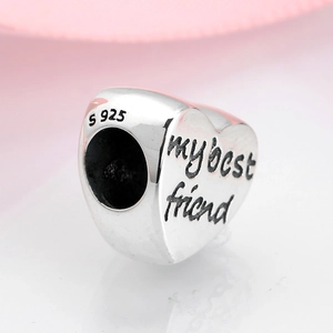 Charm cœur en argent S925 avec gravure My Best Friend pour bracelets personnalisés