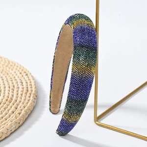 Cerchietto arcobaleno con strass multicolore e fodera morbida per capelli da donna
