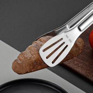 304 stainless steel food tongs with hollow slots for grilling and serving bread