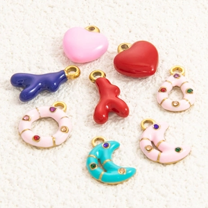DIY Jewelry Charms Stainless Steel Heart Moon Enamel Pendants Waterproof Hypoallergenic Elegant Components For Earring Necklace Bracelet Making