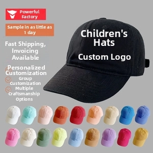 Detail view of cotton baseball caps showing diverse colors and adjustable strap design
