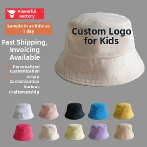 Solid color kids cotton bucket hat collection in ten vibrant colors for custom logo service