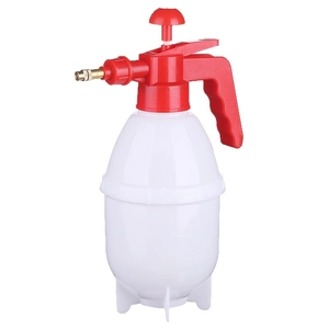 Manual pressure garden sprayer with adjustable copper nozzle and white 2L water tank
