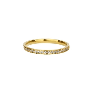 Minimalist 18k gold plated stainless steel ring with micro-pave cubic zirconia