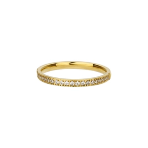 Anello minimalista ultra-sottile in titanio placcato oro 18k con zirconi a pavé