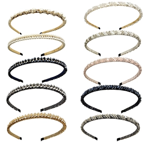Set of 10 handmade colorful crystal and pearl headbands with sparkling rhinestone accents