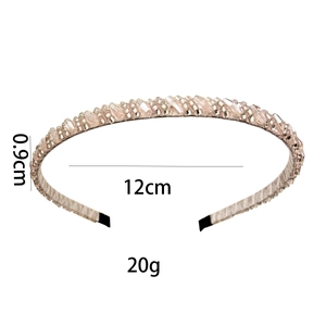 Handmade crystal headband with colorful rhinestones and 0.9cm slim fabric wrap design