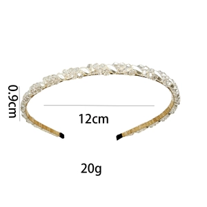 Handmade gold crystal headband with white pearls for women 12cm diameter
