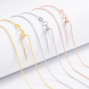 S925 sterling silver chain details with sliding adjuster bead and needle tip closure