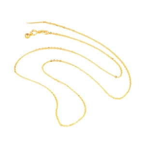 Elegant gold S925 sterling silver Chopin chain with spring clasp on white background
