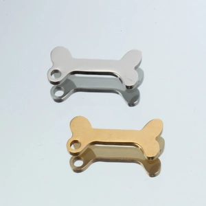 Polished bone-shaped stainless steel charms in silver and gold colors for DIY jewelry