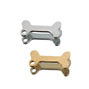 Polished stainless steel bone-shaped pendants in silver and gold for DIY jewelry and tags