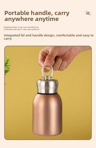 Detail of the stainless steel insulated flask with integrated metal lifting ring and matte finish