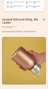 Detail of 316 stainless steel vacuum insulation layers and leak-proof silicone seal