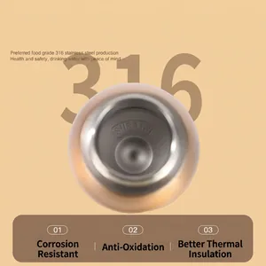 Internal view of food-grade 316 stainless steel vacuum flask with SUS 316 stamp