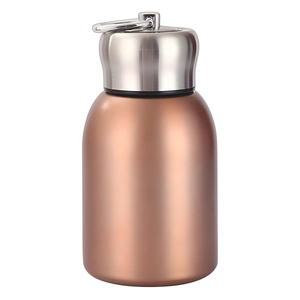 Mini rose gold 316 stainless steel vacuum flask with portable D-ring lid and matte finish