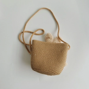 Sac bandoulière mignon en paille pour enfants avec décor d'oreilles de lapin d'été