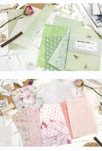 Close-up of vintage multi-material paper with lace patterns for DIY scrapbooking