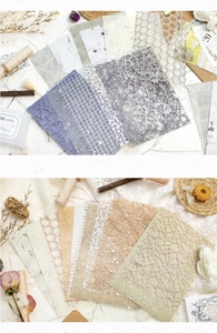 Detailed close-up of 20pcs vintage mixed media scrapbooking papers with lace textures