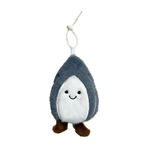 Cute plush penguin pendant keychain with grey and white fur for bag decoration