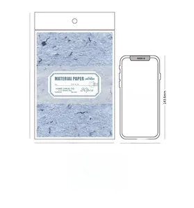 Detailed view of blue fiber texture scrapbook paper with iPhone X for size comparison