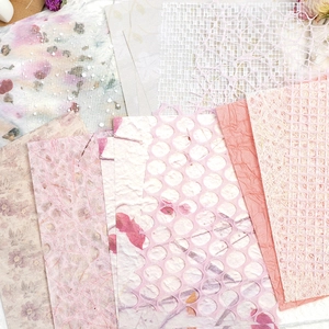 Vintage craft paper and lace mesh set for scrapbooking with floral and grid textures
