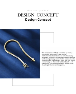 Detail of Moissanite tennis bracelet with classic prong setting on blue silk fabric