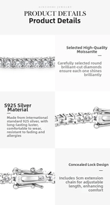 Detail of S925 sterling silver tennis bracelet showing secure clasp and adjustable chain