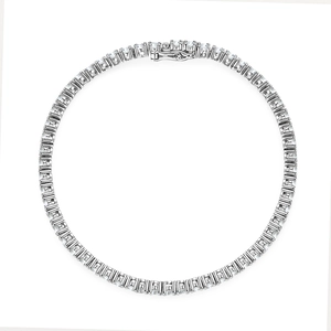 Macro detail of S925 sterling silver moissanite tennis bracelet with secure clasp closure