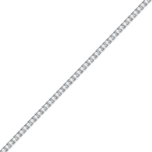 Macro shot of silver S925 tennis bracelet featuring round brilliant-cut moissanite stones