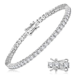 Bracelet tennis élégant en argent sterling S925 et moissanite avec boucle de sécurité