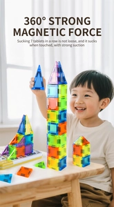Detail showing high-transparency magnetic building blocks with strong 360-degree suction