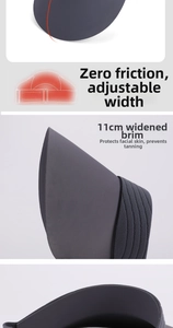Detail of grey sun hat with 11cm wide brim and adjustable width for outdoor UV protection