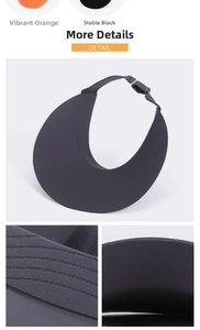 Detail view of quick-dry fabric and adjustable buckle on black sun visor hat