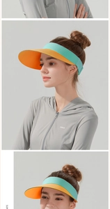 Close-up of seamless ice silk sun hat with wide brim and matching hooded sun shirt