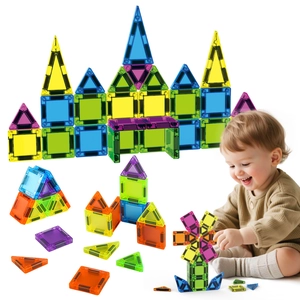 Colorful 3D magnetic tiles building blocks set for children's STEM creative education