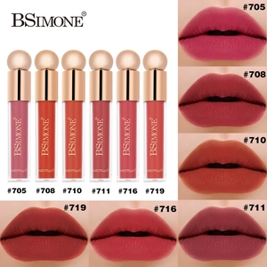 Waterproof matte liquid lipstick set with six shades and vibrant lip swatches